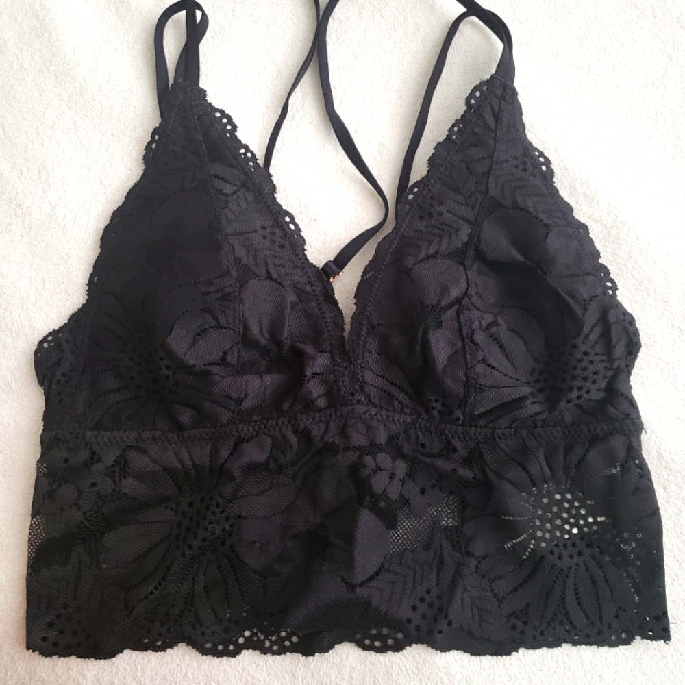 Aerie | Womens Bralette Black Lace Pullover size XS